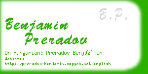 benjamin preradov business card